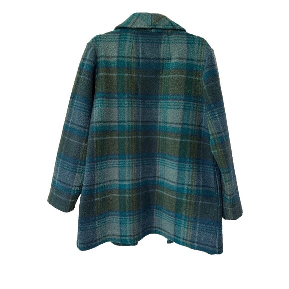 Rachel Zoe Open Front Wool Blend Green Plaid Jacket SZ L - Picture 10 of 11